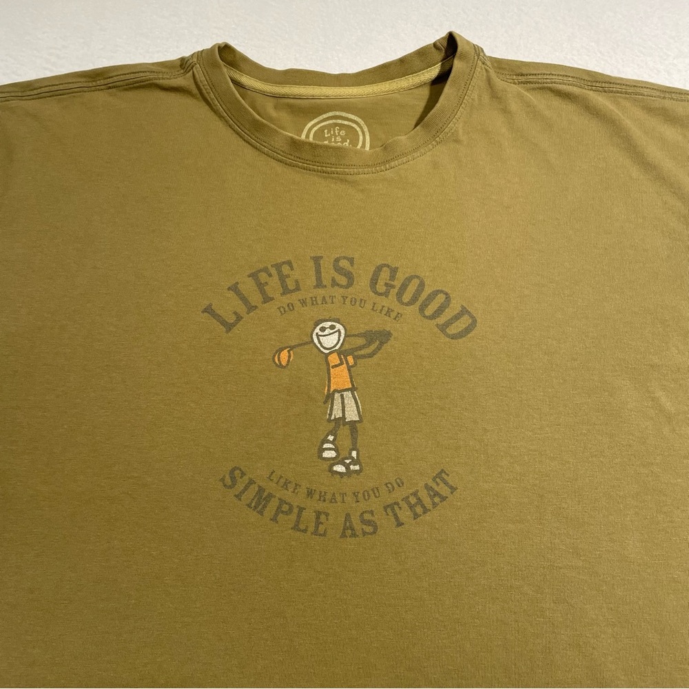 Life Is Good Mens Golfing T Shirt Size Large Made in Peru 🇵🇪